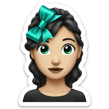 glitter black and teal bow sticker