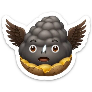 storm cloud and a potato with wings sticker