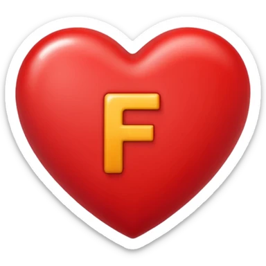 un corazon rojo con la letra f en el centro pero para un emoji{ sticker