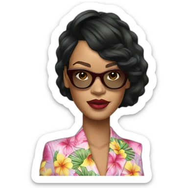 rihanna wearing a hawaii suit hyperrealistic sticker