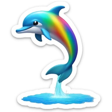Rainbow dolphin sticker
