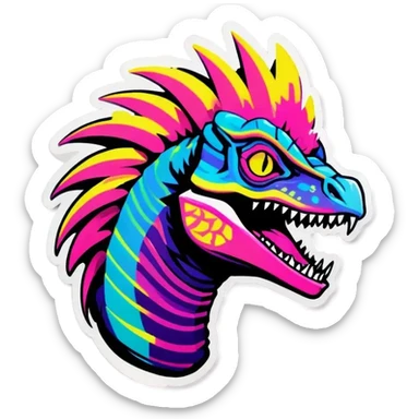 Vaporwave dilophosaurus head logo sticker