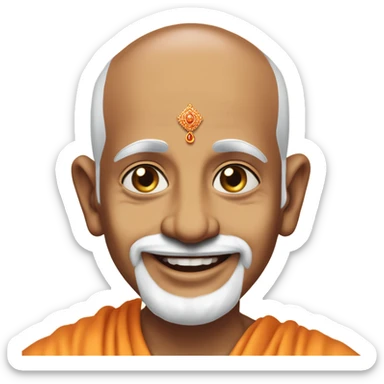 mahant swami maharaj baps sant guru Expression:
Wide-open eyes with a bright sparkle.
Big, warm smile with slightly raised cheeks.
Eyebrows arched upward in a welcoming manner.
Hand Gesture:
One hand raised in a blessing gesture. sticker