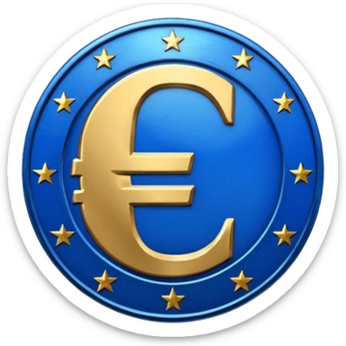 euro coin blue sticker
