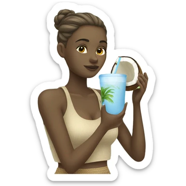 White Girl drinking coconut water sticker