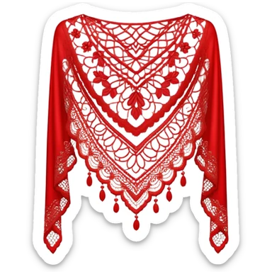 A simple red lace shawl with a delicate design sticker