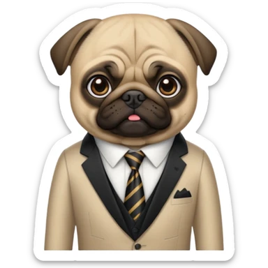 Un perro de raza pug con un traje elegante sticker
