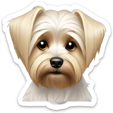 focused blonde Maltese/Yorkie dog in solitude with short hair sticker