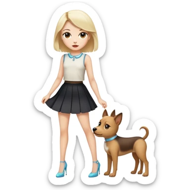 Girl dressed like a dog and in short skirt and short top and heels sticker