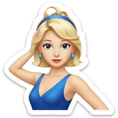 blue jazz style dance costume on blonde sticker