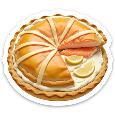 Karelian pasty with cream on top finnish with cream on top and salmon and lemon sticker