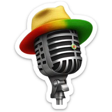 A microphone with a Rasta hat, symbolizing the unique and authentic style of the genre.
 sticker