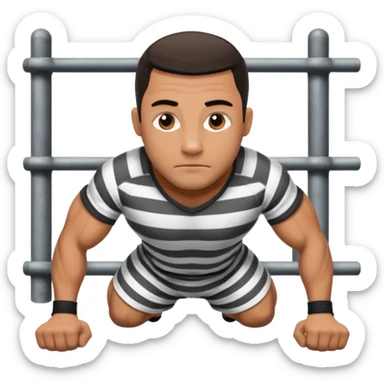 Prisoner doing pushups in jail sticker