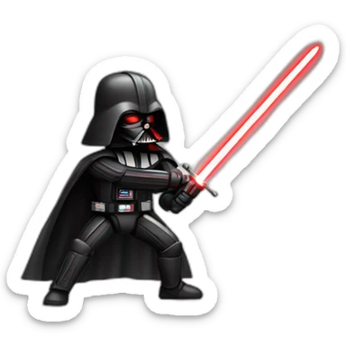 dark vador en position de combat qui tien un sabre laser rouge sticker