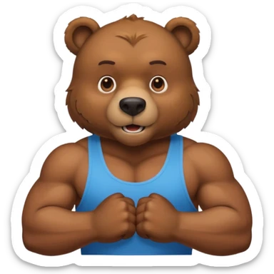 flexing brown bear with tanktop sticker