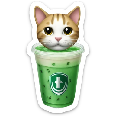 palmeiras FC cat in the team uniform bubble tea sticker
