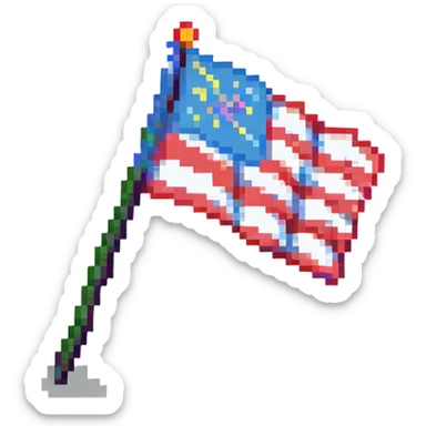 waving flag pixel art sticker
