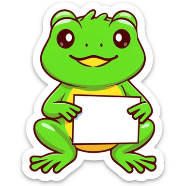 Bufo frog holding a blank sign, cartoonish sticker