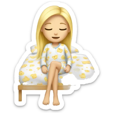 Blond Girl sleeping with pajamas  sticker