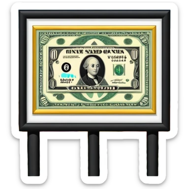 money and a billboard advertisement sticker
