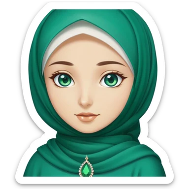 Turkish beautiful finish Konya girl blue eyes with hijab and emerald stone dress sticker