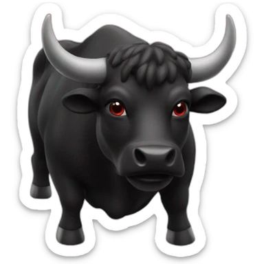 black bull on red bg sticker
