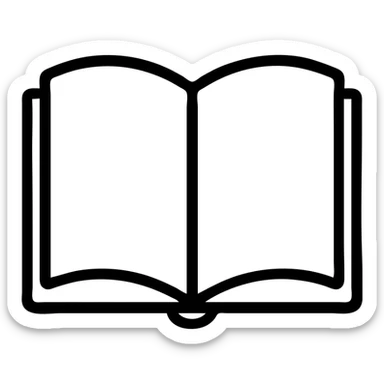 open book with blue cover outlined icon sticker