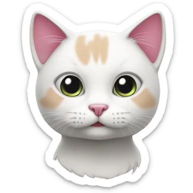 white and pink cat  sticker