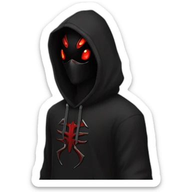 Dominus black hoddie red eyes sticker