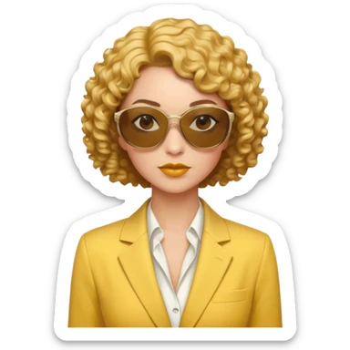 Short curly hair, yellow suit, spy totally spies sticker
