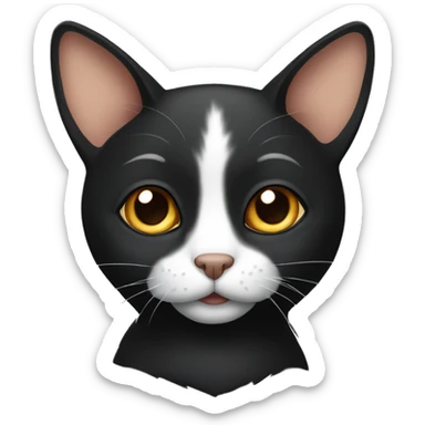 A black fold-eared cat with brown eyes sticker