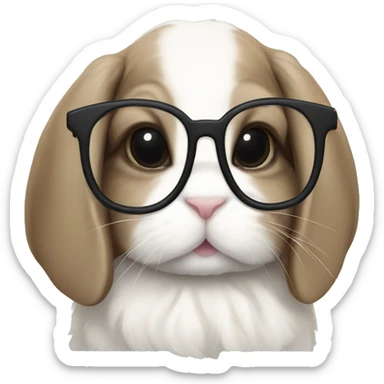 Holland lop bunny wearing glasses  sticker
