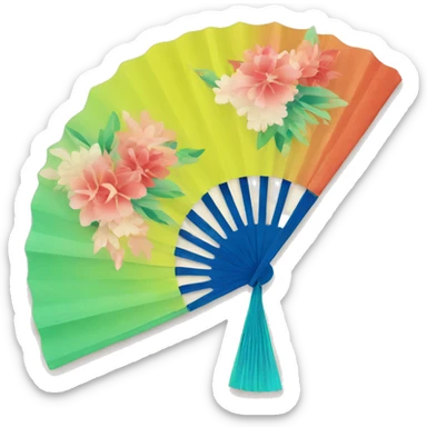 colorful chinese paper fan sticker