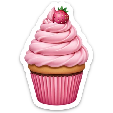 Cupcake with Strawberry ice cream cone frosting  sticker