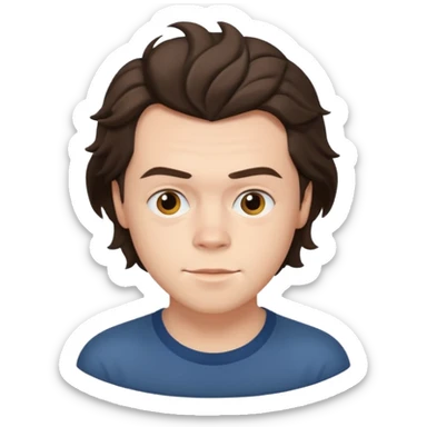 une joli personne qui ressemble a harry styles, avec beaucoup de details, de 3 quart  dans un rond  sticker