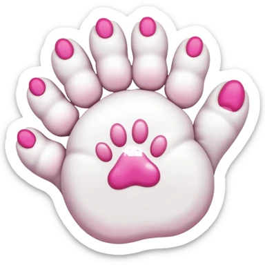 white cat paw with arm, from the bottom, vivid pink toe beans sticker