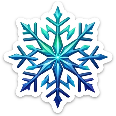 Gradient iridescent green blue indigo star snowflake  sticker