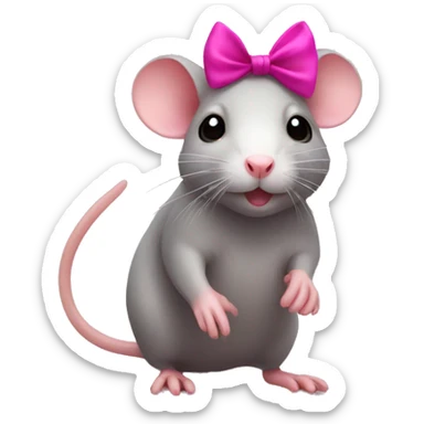 cute rat with a pink bow sticker