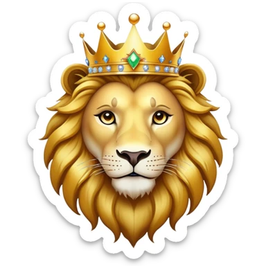 Golden Crescent moon with sparkles, with a lion wearing a crown sticker