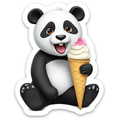 Panda eating ice cream sticker
