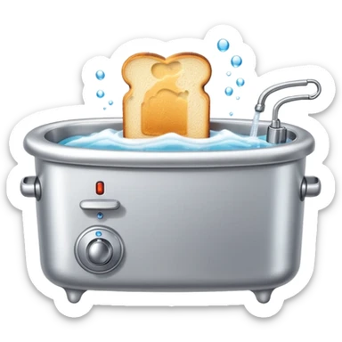 Toaster taking a bath sticker