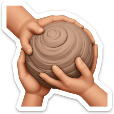 two hands kneading a ball of clay sticker
