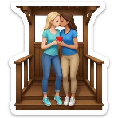 a girl, big butt, white, on her porch, having sex with another girl, no pants, kissing sticker
