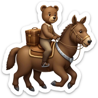 Bear with a mule  sticker