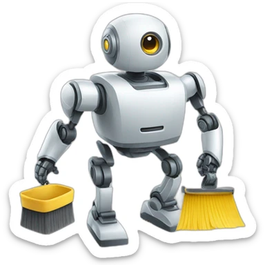 A robot doing household chores sticker