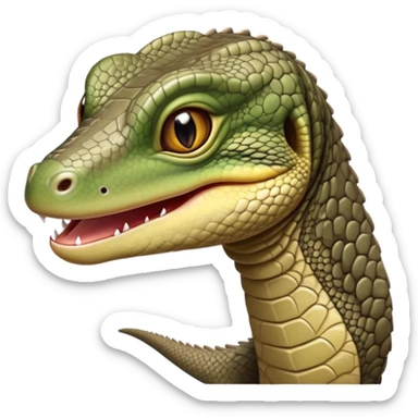 cinematic-realistic-cute-monitor-lizard-portrait-emoji,-head-tilted-playfully-and-inquisitively,-featuring-a-compact,-agile-body-with-finely-detailed,-glossy-scales-in-earthy-olive-hues-and-a-distinct,-alert-face-with-bright,-curious-eyes sticker