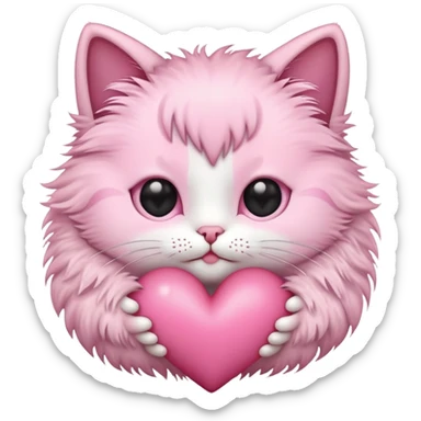 baby pink heart emoji with cat sticker