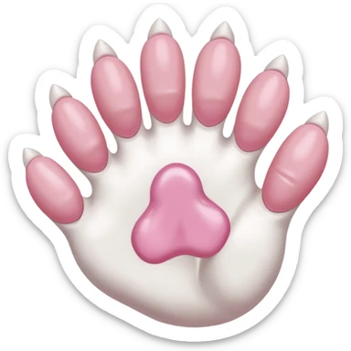 d white cat's hand with cat's toenails sticker