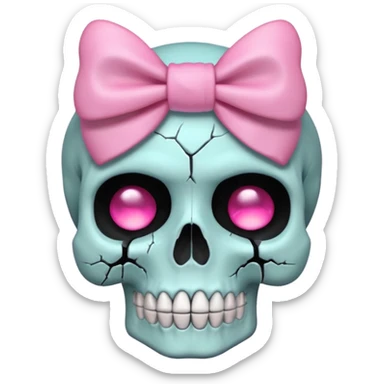pastel emo skull with a pink bow sticker