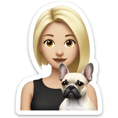 Blonde girl with black/white French bulldog sticker